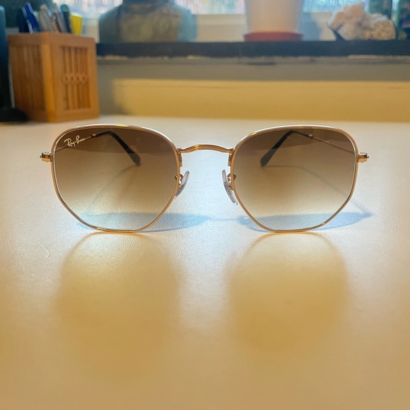 Ray-Ban Hexagonal Gold Sunglasses - Picture 8 of 8